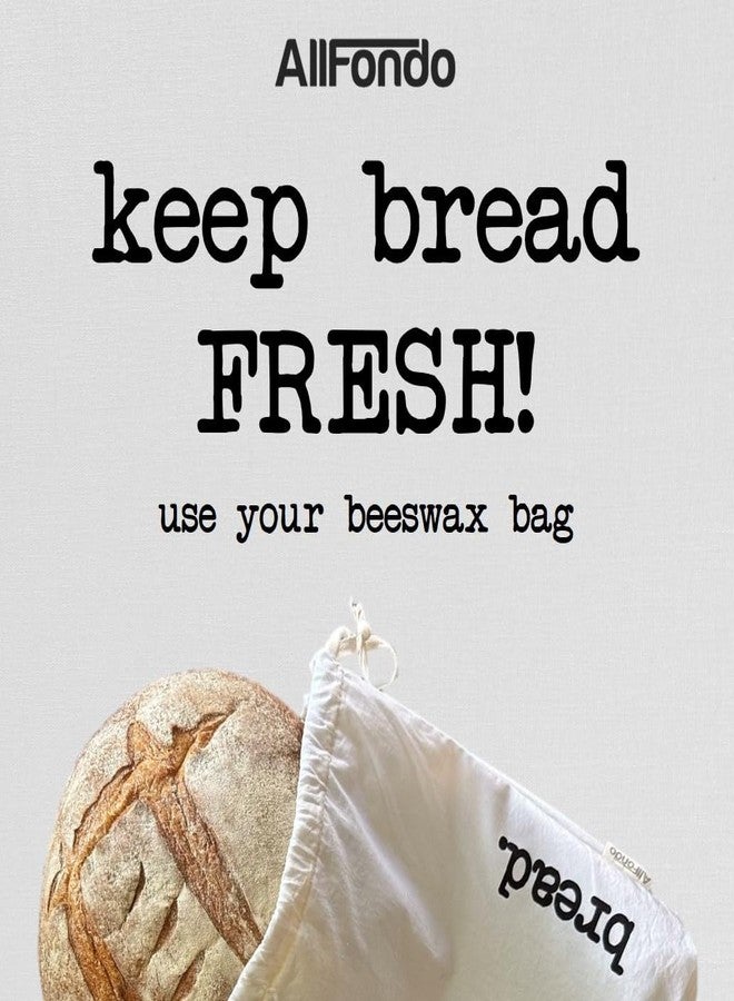 ALLFONDO XXL Reusable Sourdough Bread Bag | Beeswax Bags for Homemade Bread | Cotton Beeswax Lined bags for Sourdough | Storage Accessories | White (2 Layers) - Image 3